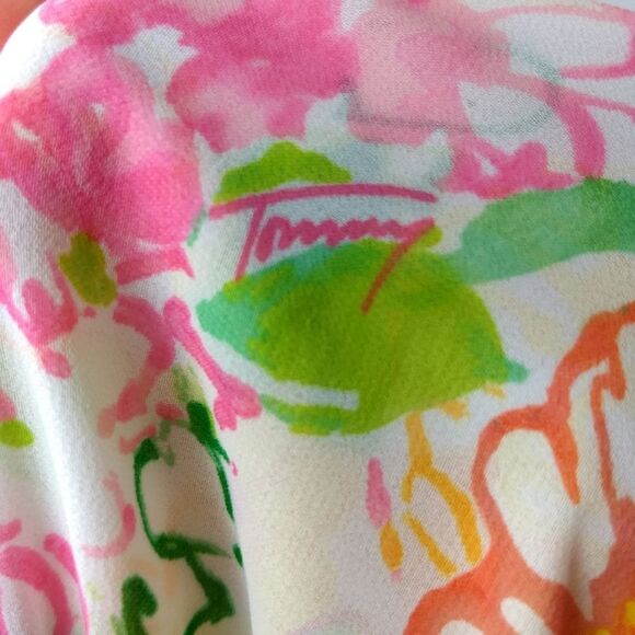 Tommy sheer floral drawstring waist top XL - Picture 6 of 10